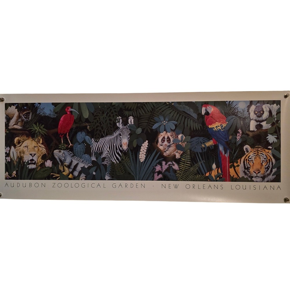 Audubon Zoological Garden - New Orleans Louisiana Landscape Print 38" x 14" Vtg